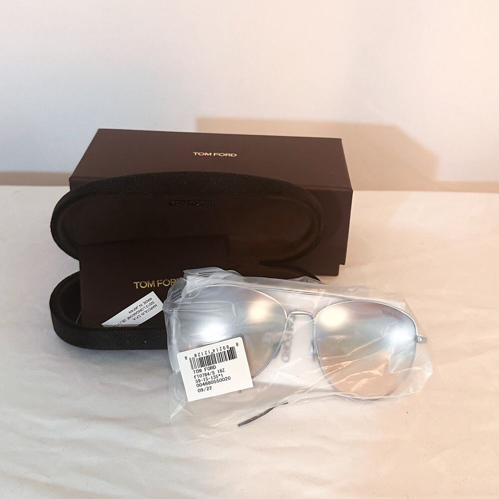 NIB TOM FORD Milla Aviators 59mm in Silver Violet - Picture 2 of 5